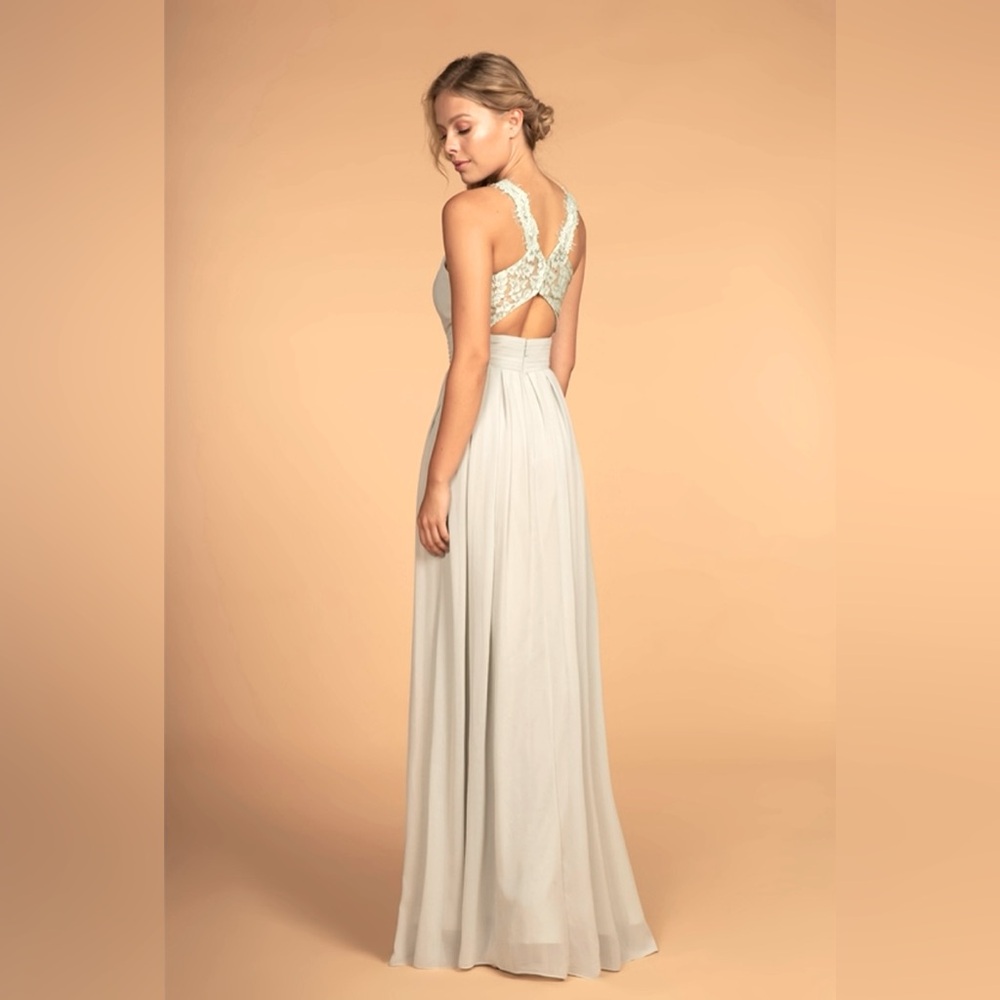 Halter Lace Accented Agave Cross Back Dress Size 0